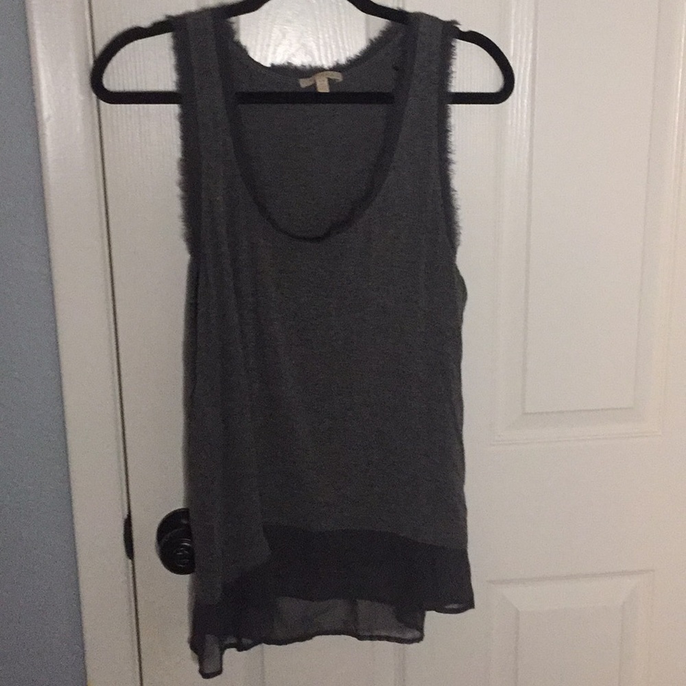 Anthropologie Gray Tank with Sheer Panel